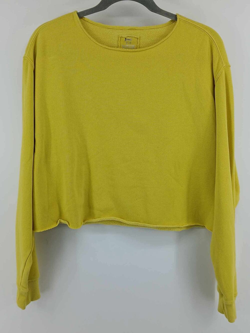 Aerie, Yellow cropped sweater textured knit pullover (M)